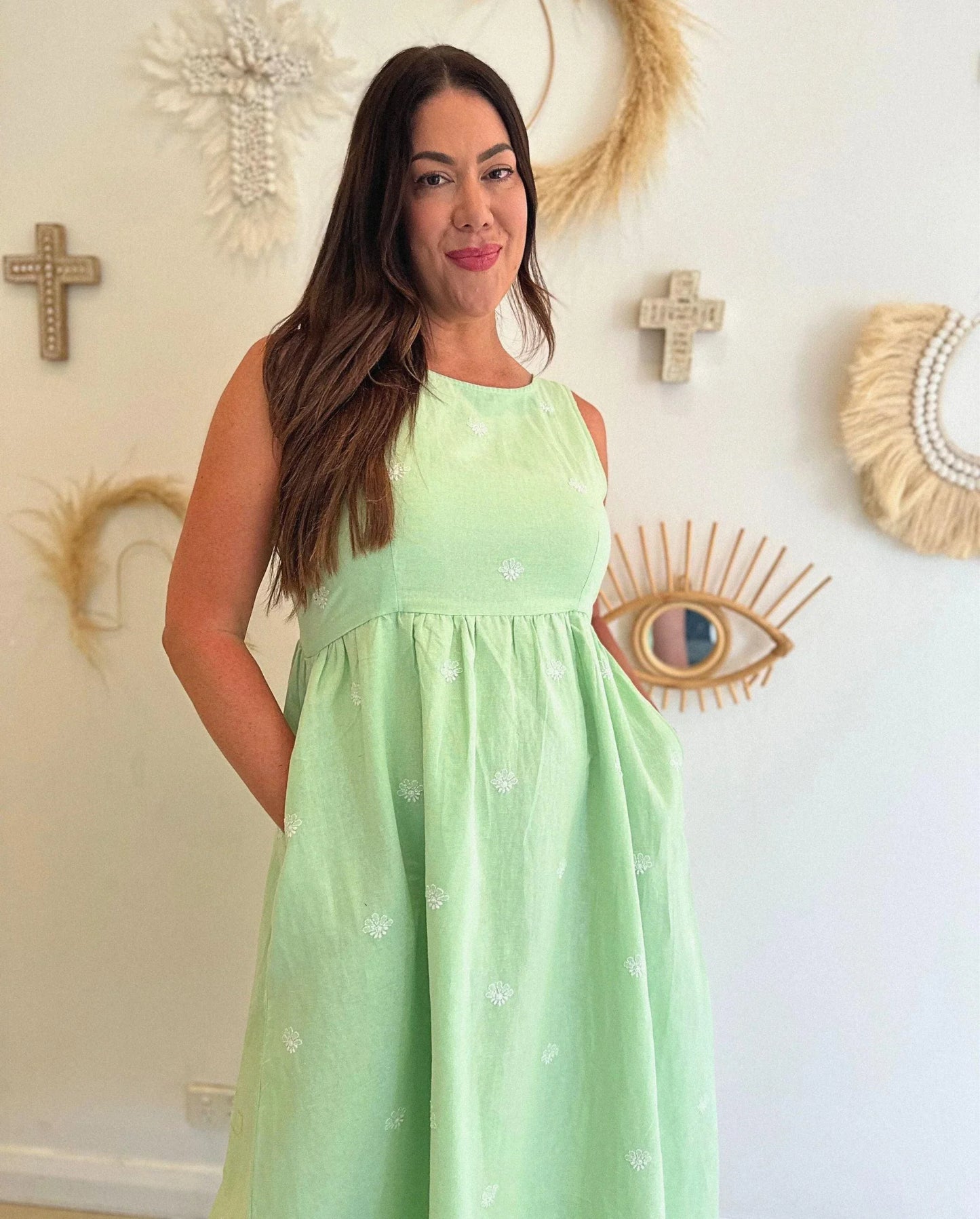 Fiza Linen Midi Dress