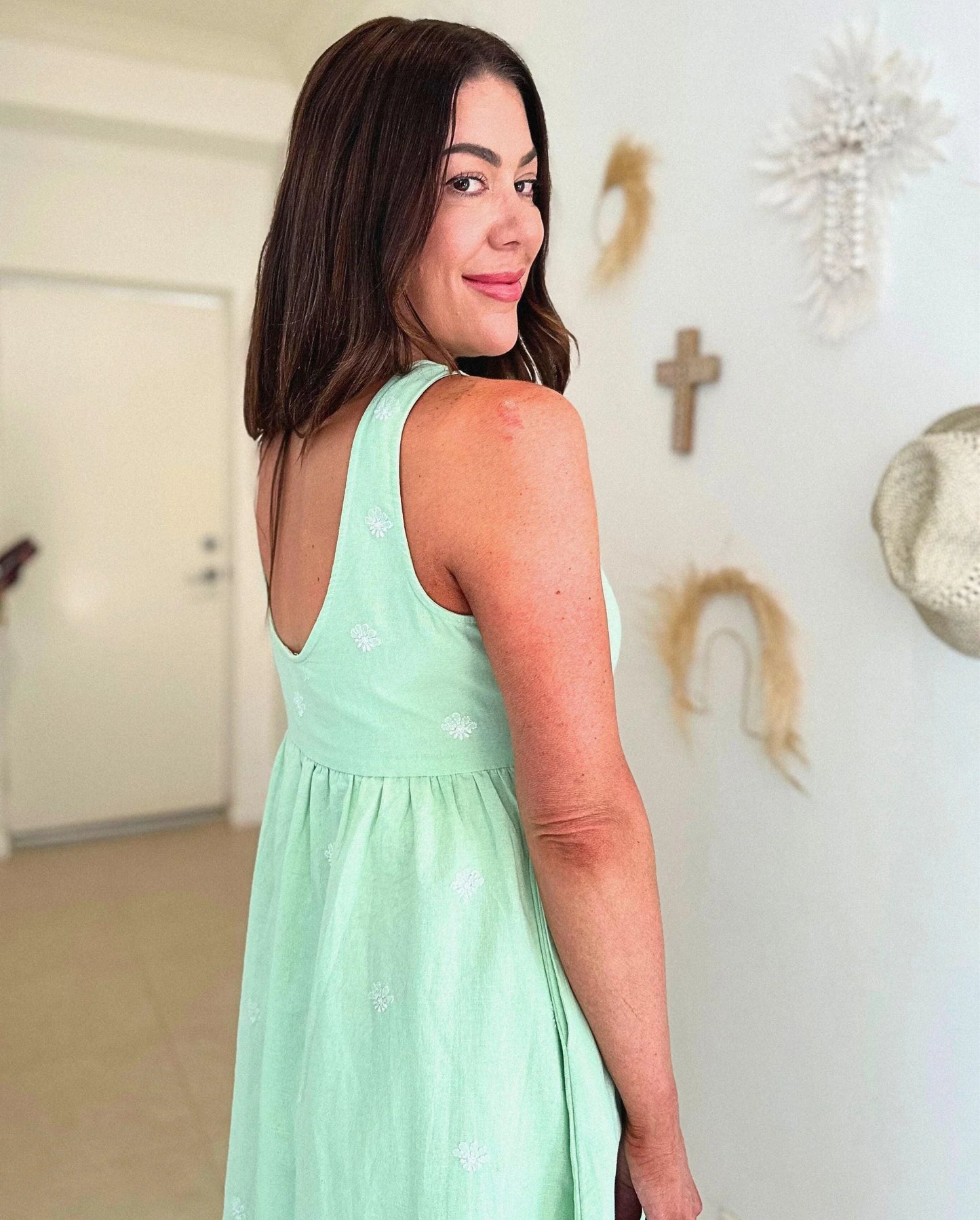 Fiza Linen Midi Dress