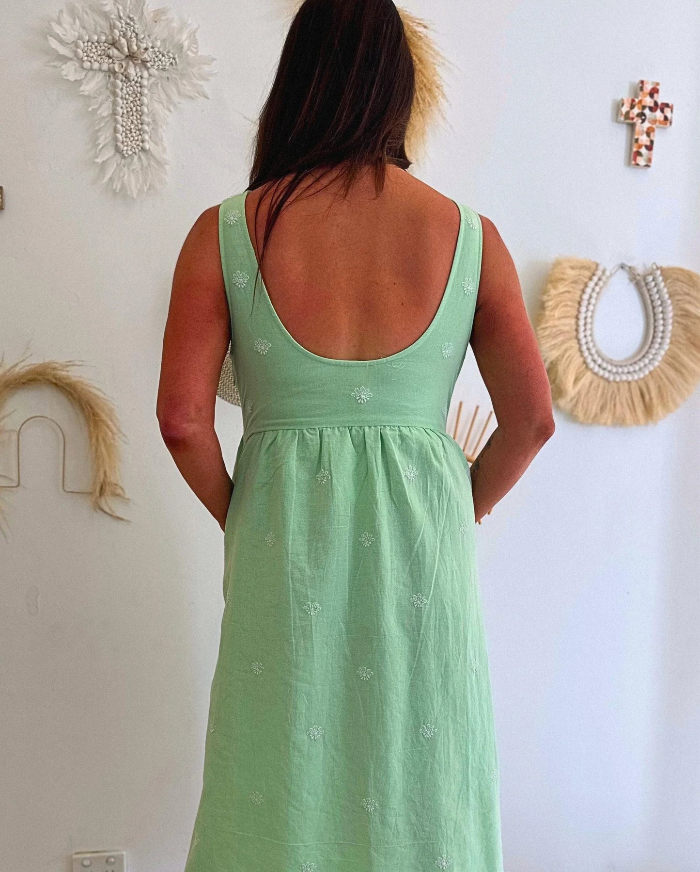 Fiza Linen Midi Dress