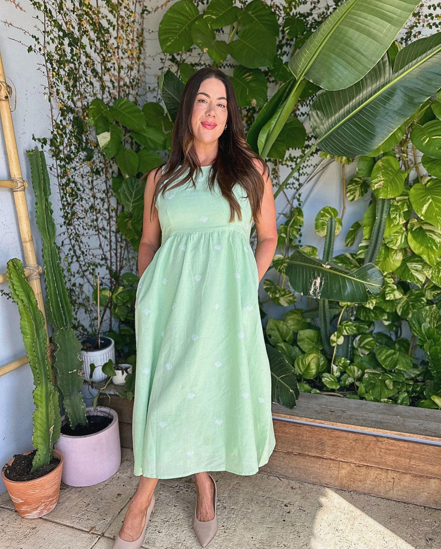 Fiza Linen Midi Dress