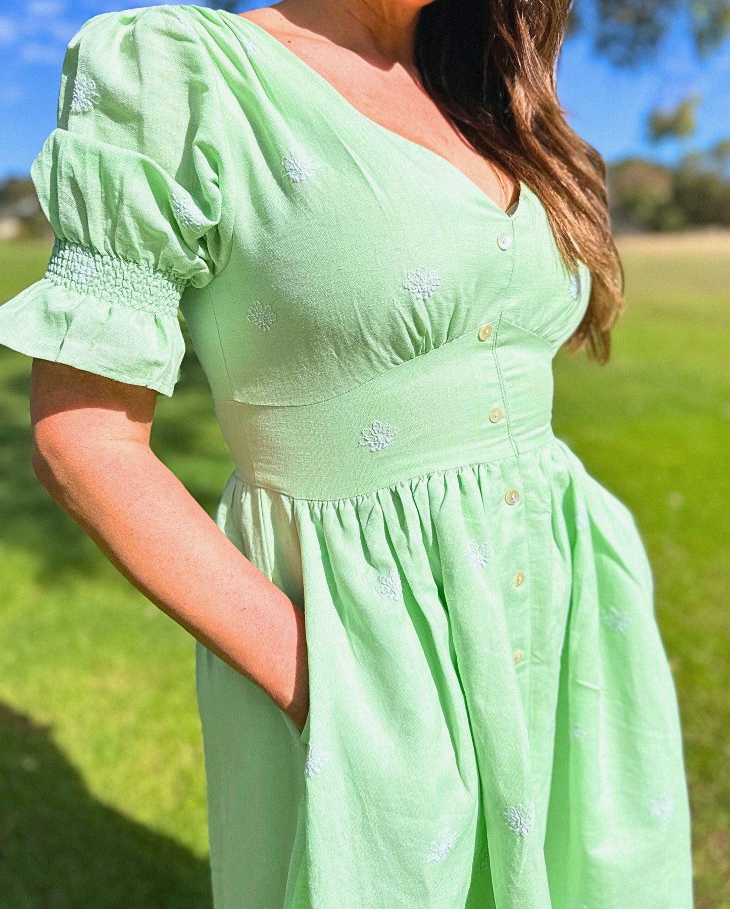Fiza Linen Midi Dress
