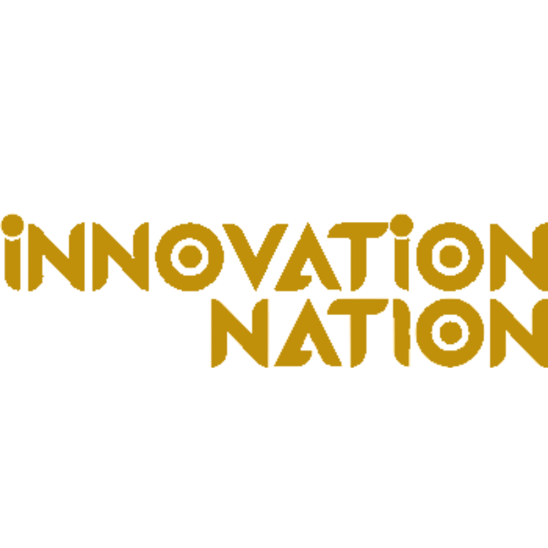 Gold 'Innovation Nation' text on a white background