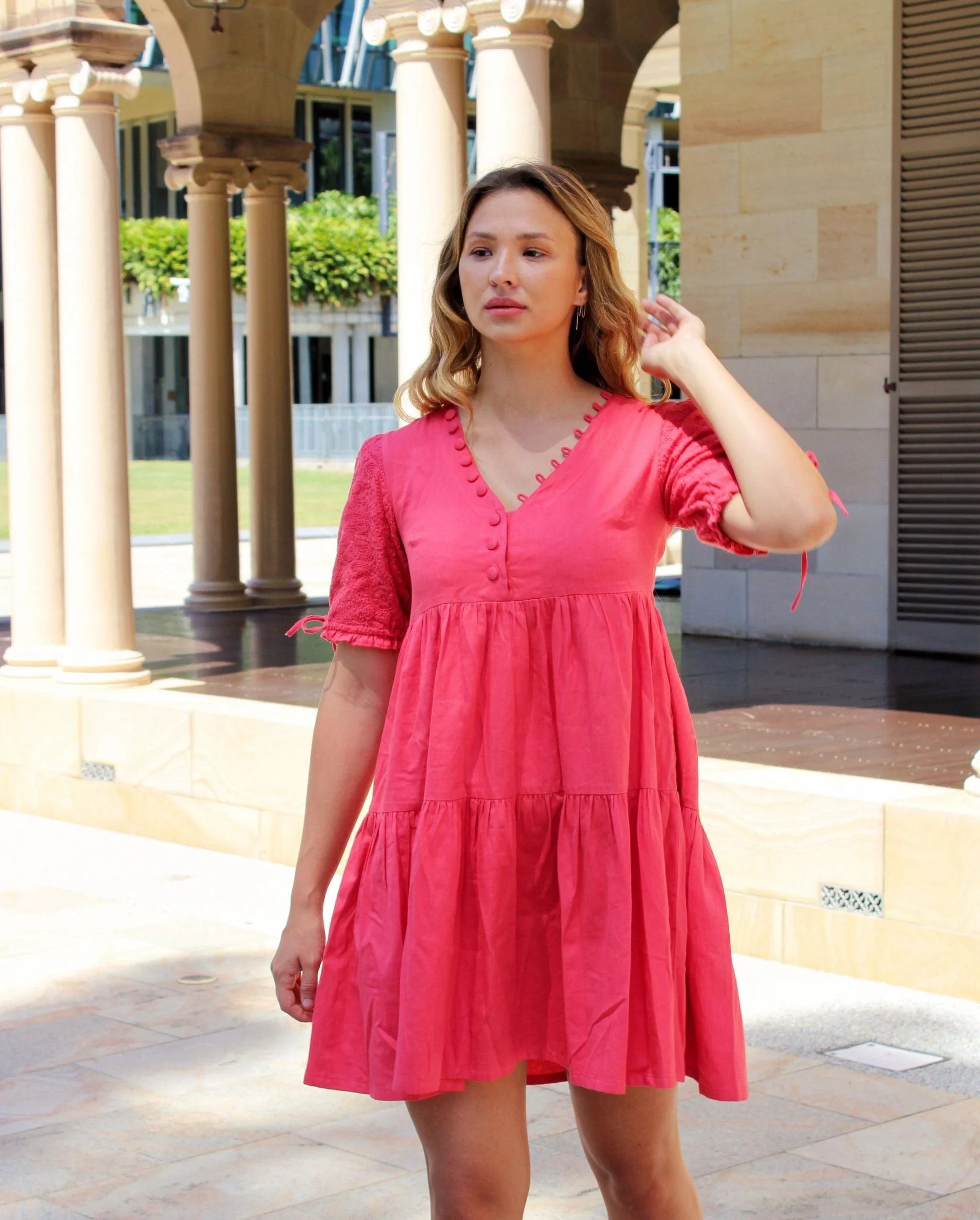cotton dress australia Hawa Midi in Emerald M/L