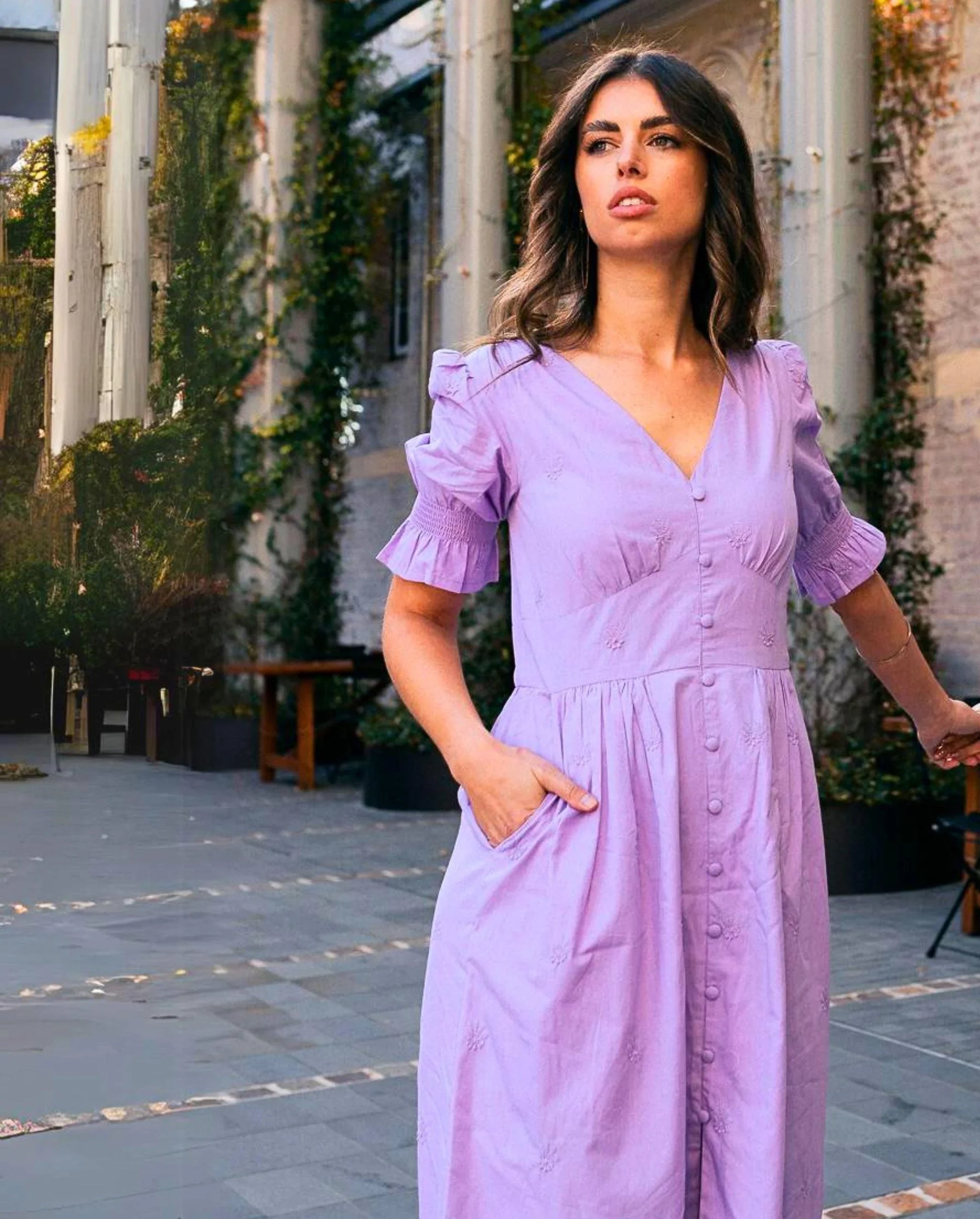 Aasia Lilac Midi Dress | Sustainable Indian Cotton Summer Dress Australia Kaasida Aasia Lilac Midi Dress | Sustainable Indian Cotton Summer Dress Australia Kaasida