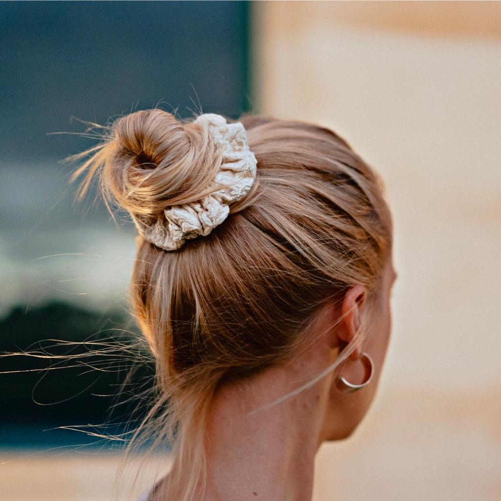 off white hair tie for women with fine hair